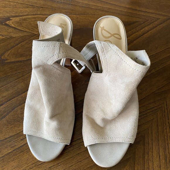 Sam Edelman Cream Suede Mules with Strap | size 8 (EU 38) - Picture 1 of 4